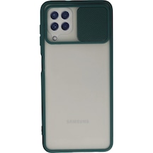 Newface - 826 -  Galaxy Uyumlu A22 Kılıf Palm Buzlu Kamera Sürgülü Silikon - Edntrend - - Yeşil
