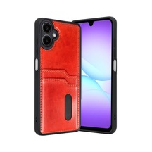 Samsung Uyumlu Galaxy A07 4g Sara Kartvizitli Deri Kılıf - Kırmızı 0.2M-Çok Renkli