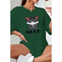 Unisex Mood Baskılı Oversize Tshirt Yeşil