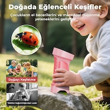 395 Pembe Taşınabilir Dijital Çocuk Mikroskobu - 2.4 İnç Ips Ekranlı, 1080p Full Hd, 1000x Zoom, 8 Led Işıklı Eğitici Bilim Kiti