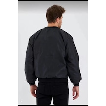 Modi Green Unisex Şehir Stili Siyah Rüzgar Geçirmez Dokulu Bomber Ceket