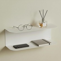 Metal Duvar Rafı Anahtarlık Telefonluk Antre Koridor Düzenleyici Dekoratif Raf 35x12x12 Cm Beyaz