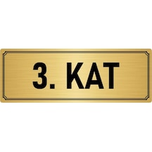 Metal Yönlendirme Levhası, Departman Kapı İsimliği 3. Kat 7x20 cm Altın Renk