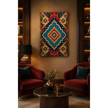 Türk Halı Desenli Baskılı Cam Tablo Boho Modern Dekoratif Duvar Tablosu