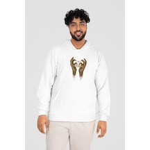 Oversize Unisex Sweatshirt - Kapüşonlu Özel Hoodie Beyaz