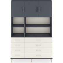 Arges Dolap 8 Raflı 8 Çekmeceli 3 Kapaklı 132x30x195 Antrasit-antrasit/aytaşı Antrasıt/aytası