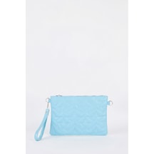 Vivaq Kadın Bebe Mavi Yıldız Nakışlı Suni Deri Bilek Ve Zincir Askılı Portföy El Ve Clutch Çanta