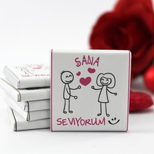 Dark Brown SANA SEVİYORUM Yazılı Madlen Çikolata Bitter ve Sütlü 72 Adet