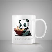 Sevimli Obur Panda Baskılı Kupa Beyaz