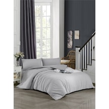 Ely Parker Battal Boy Nevresim Takımı (200x200 Lastikli Çarşaf+Yorgan Kılıfı+Yastık Kılıfı) Gri 200 x 200
