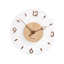 Suntek Dükkan Dekorasyonu İçin Sessiz Dekoratif Yuvarlak Ahşap Akrilik Duvar Saati 14" Çok Renkli