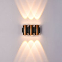 6 Watt Gün Işığı Ledli Dış Mekan, Bahçe, Teras, Balkon, Kamelya, Veranda Apliği, Bahçe Duvar Armatür Siyah Gold