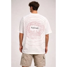 Efnaz Style Erkek Bisiklet Yaka Baskılı Kısa Kollu Tişört Streetwear Günlük Basic Pamuklu T-shirt - Beyaz