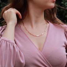 Rose Gold Kaplama Trend Geçme Gümüş Zincir Gümüş