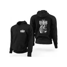 Marduk Siyah Fermuarlı Limited Edition Kapşonlu Sweatshirt Siyah