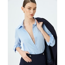Koton Regular Fit Uzun Kollu Basic Gömlek Açık İndigo 5sak60044uw Açık İndigo