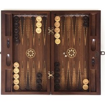 Helena Wood Art Smarty Carved Oymalı Tavla Koyu Ceviz