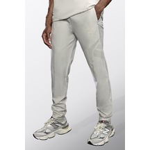 Slim Dokuma Jogger Lazer Kesim Detaylı, Slim Fit Eşofman Altı Gri