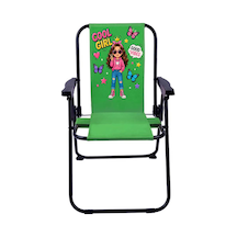Exent 2-6 Yaş Lüx Çocuk Piknik Sandalyesi-mini Kamp Sandalyesi-cool Girl-yeşil Çok Renkli