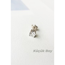 MorMajor Silver Tekli Ithal Küçük Boy Tektaş Gümüş Küpe-7480