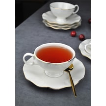 6 Kişilik 12 Parça Porselen Gold Yaldızlı Çay Neskafe Fincan Takımı 170 Ml Fincan Seti -lilyum Gold