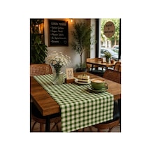 Yeşil Beyaz Pötikareli Runner Masa Üstü Dekoratif Örtü 40x140 Cm