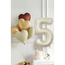 Beysüs 5 Yaş Retro Doğum Günü Balon Seti 5 Adet Kalp Balon Standart