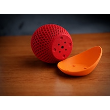 Bezos 3d Baskı Küre Saksı - Kafes Dokulu İki Parçalı Dekoratif Saksı - Kırmızı-turuncu Dfnbez