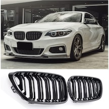 BMW F22 2014-2018 2.SERİ PARLAK SİYAH ÇİFT ÇİZGİ M2 ÖN PANJUR
