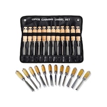 moonsh12 Parça Profesyonel Iskarpela Ahşap Saplı Oyma Seti Özel Ç