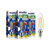 Ecolite Filament Led Mum Ampul E14 Duy 6w 810 Lümen Dim Edilebilir 2700k Sarı Işık Şeffaf Dekoratif Vintage Ampul 6 Diğer