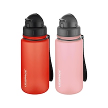 Uzspace 2'li Pipetli Tritan Matara Seti 400 Ml Fiftyfifty -3024seta Fantasyred-Pudra