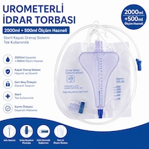 Urometerli Sıvı Toplama Torbası 2000ml + 500ml Ölçüm Hazneli Steril Kapalı Drenaj Sistemi Tek Kullanımlık 20 Adet