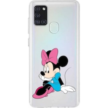 Samsung Uyumlu Galaxy A01 Kapak Minnie Mouse Tasarımlı Şeffaf Silikon Kılıf