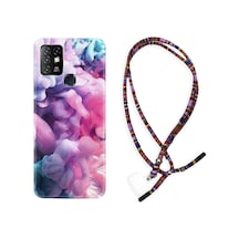 Infinix Hot 10 Kılıf Rasta Boyun Askılı Pink Cloud 1305 Siyah