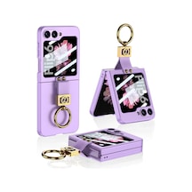 Zore Galaxy Z Flip 6 Kılıf Ogaa Z Harfli Yüzüklü Kıpta Kapak-lila