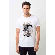 Muhammed Ali Knockout Baskılı Beyaz Erkek Tshirt