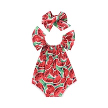 Moda Sevimli Yürümeye Başlayan Yenidoğan Bebek Kız Romper Karpuz Giysileri Tulum Bodysuit Kıyafetler