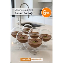 Plastik Kadeh Ayaklı Magnolia Tatlı Sunum Bardağı 6'lı Mika Magnolya Kasesi Cam Değildir Şeffaf