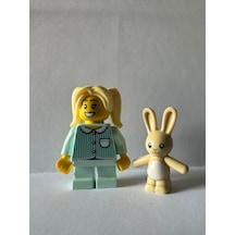 Orjinal Lego Minifigür Aqua Pj Pajamas Little Girl With Bunny