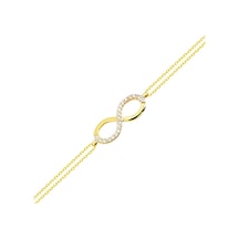 Altın Zincir Sonsuzluk Bileklik 14K Gold 17 Cm Taşlı 1,60 Gr Sarı Altın