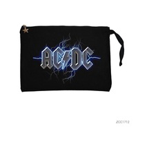 Zepplin Giyim Ac Dc Electricity Siyah Clutch Astarlı Cüzdan / El Çantası