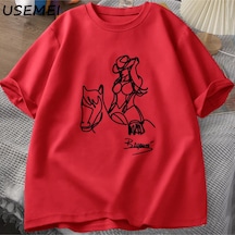 Flood Of Style Beyonce Rönesans Dünya Turu T-shirt Erkek Kadın Pamuk Baskı T-shirt Yaz Rahat Kısa Kollu Tee Kırmızı