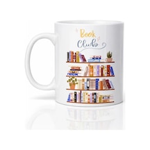 Book Club Temalı Kupa Model 243 Kitap Severler İçin Tasarım Baskılı Seramik Kahve Kupası Çok Renkli