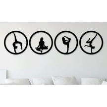 4 Lü Yoga Ve Meditasyon Temalı Dekoratif Duvar Tablosu Seti - Modern Minimalist Duvar Dekoru