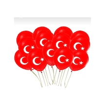 Türk Bayraklı Balon 12 İnç 24 Adet 23 Nisan Süsleme Kırmızı Kırmızı