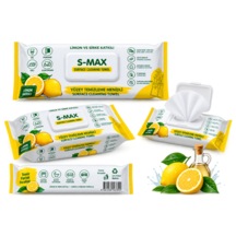 S-max Limon Kokulu Yüzey Temizleme Havlusu Büyük Boy 4 Paket 4 X102 'li Beyaz Dokulu