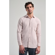 İmza Bej Sert Yaka Düz Classic Pamuklu Comfort Fit Gömlek 1004250213 Bej