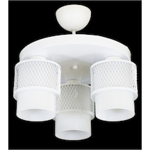Ikili Beyaz Cam Kafes Model Modern Plafonyer Avize J