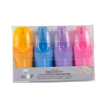 Sv-brmfkp4ps Berry Mini Fosforlu Kalem, Pastel, 4'lü Pet Çok Renkli